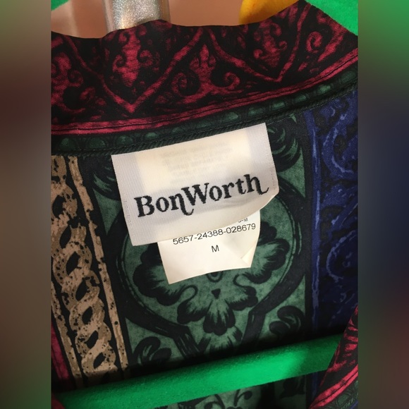 BonWorth | Women’s Multicolored Paisley Print Button Down Blouse Top - Picture 4 of 11